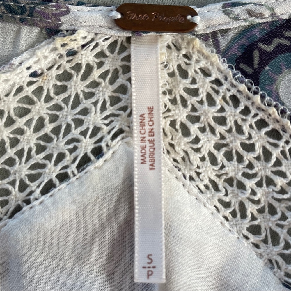 Free People Rain Or Shine Lace Up Long Sleeve Mini Dress Ivory Comb Size Small - Picture 4 of 11